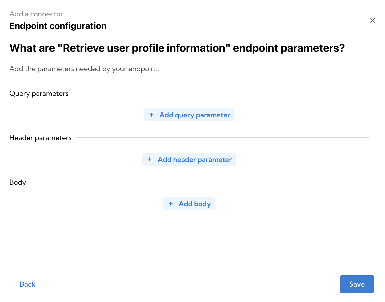 Add the endpoint parameters information